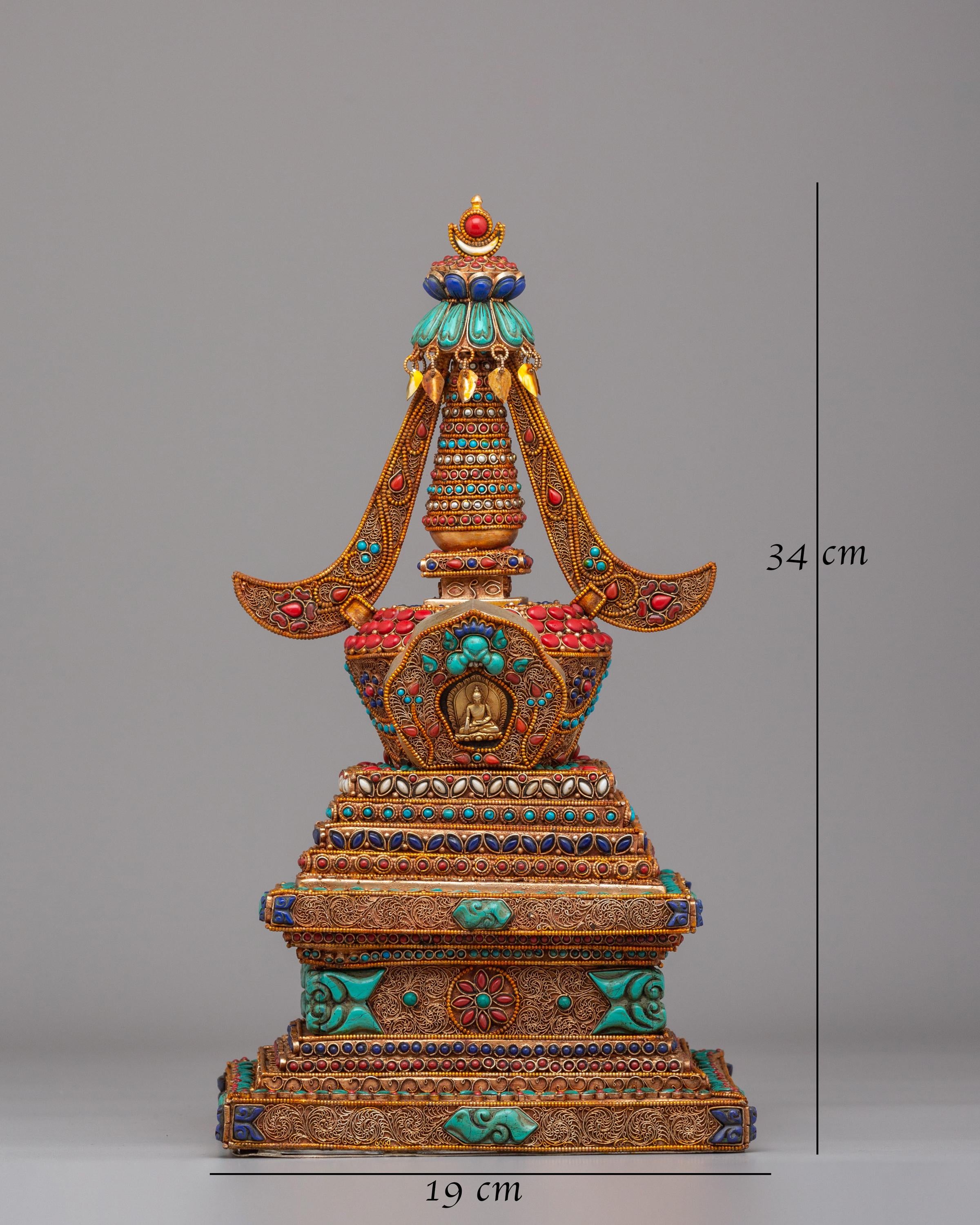 Ceremonial Buddhist Enlightenment Stupa | Sacred Stupa for Rituals & Meditation