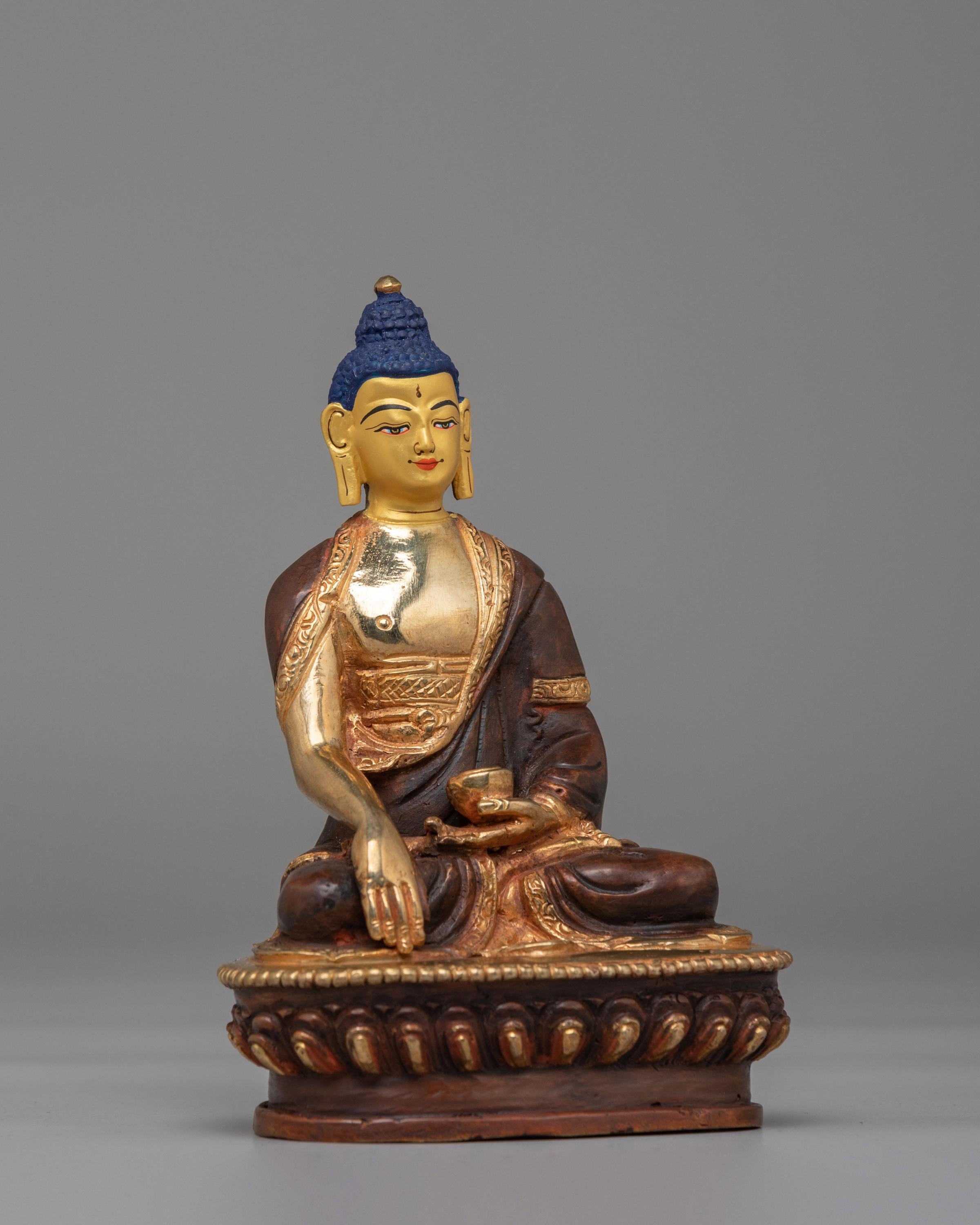 Sacred Tibetan Shakyamuni Buddha Statue | Gold Plated Copper Buddhist Figure