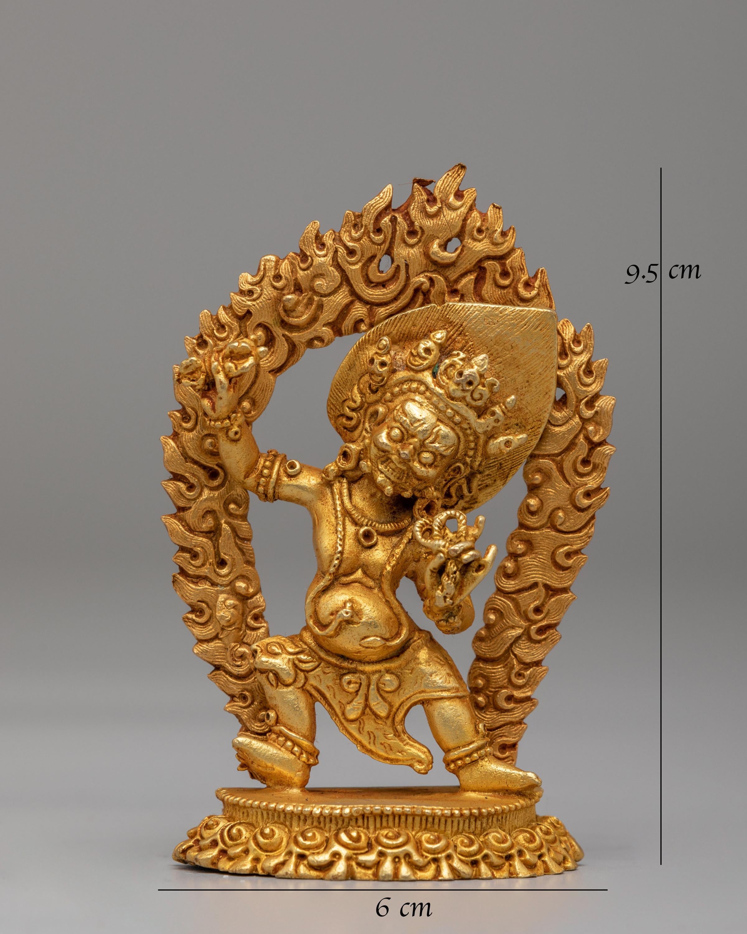 Handmade Vajrapani Statue | Gold Plated Copper Protector Deity