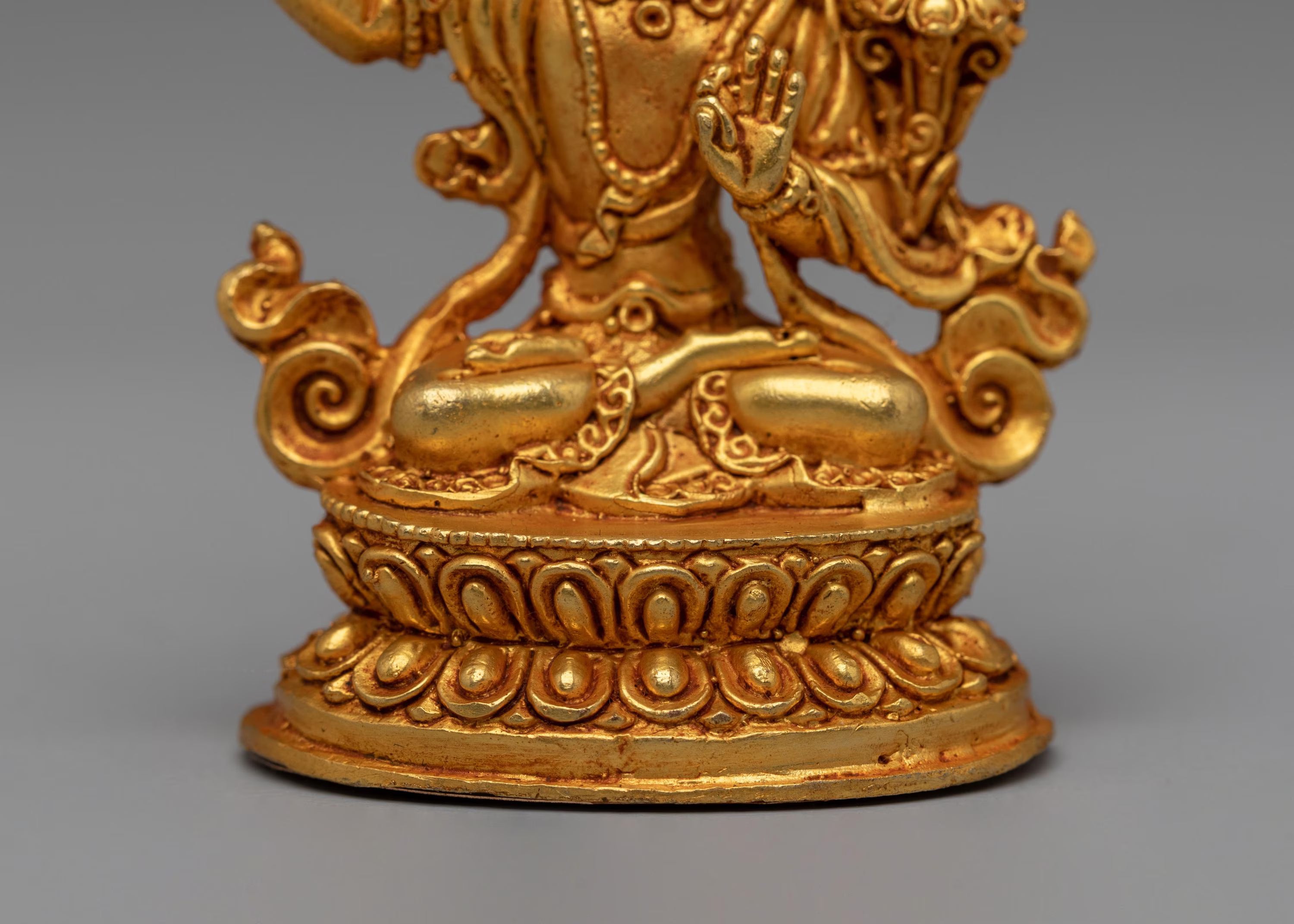 Himalayan Manjushri Statue | Gold Plated Copper Buddhist Wisdom Deity