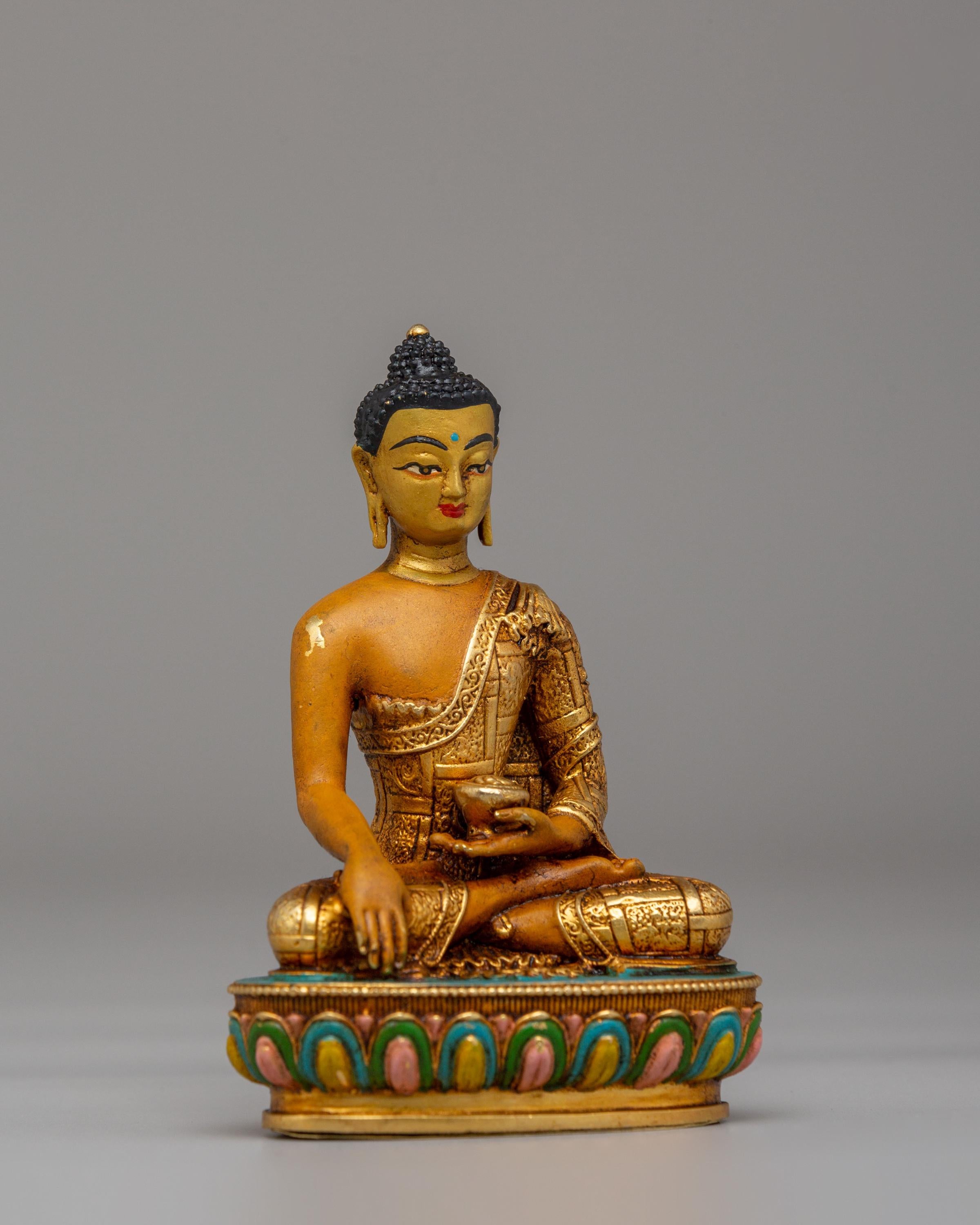 Himalayan Shakyamuni Buddha Shrine Statue | 24K Gold Plated Tibetan Buddha