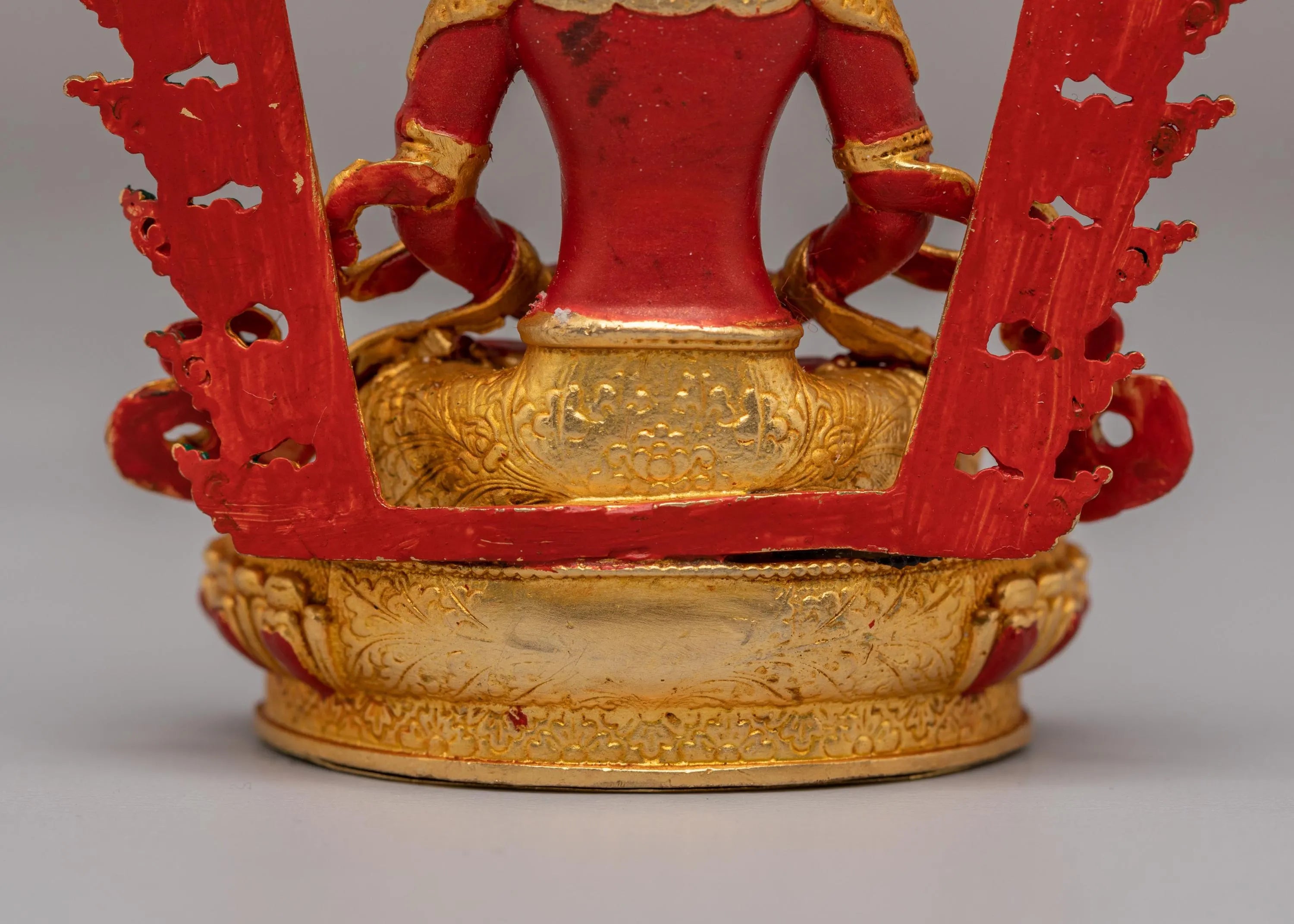 Handmade Amitayus Long Life Buddha Statue | 24K Gold Plated Buddhist Decor