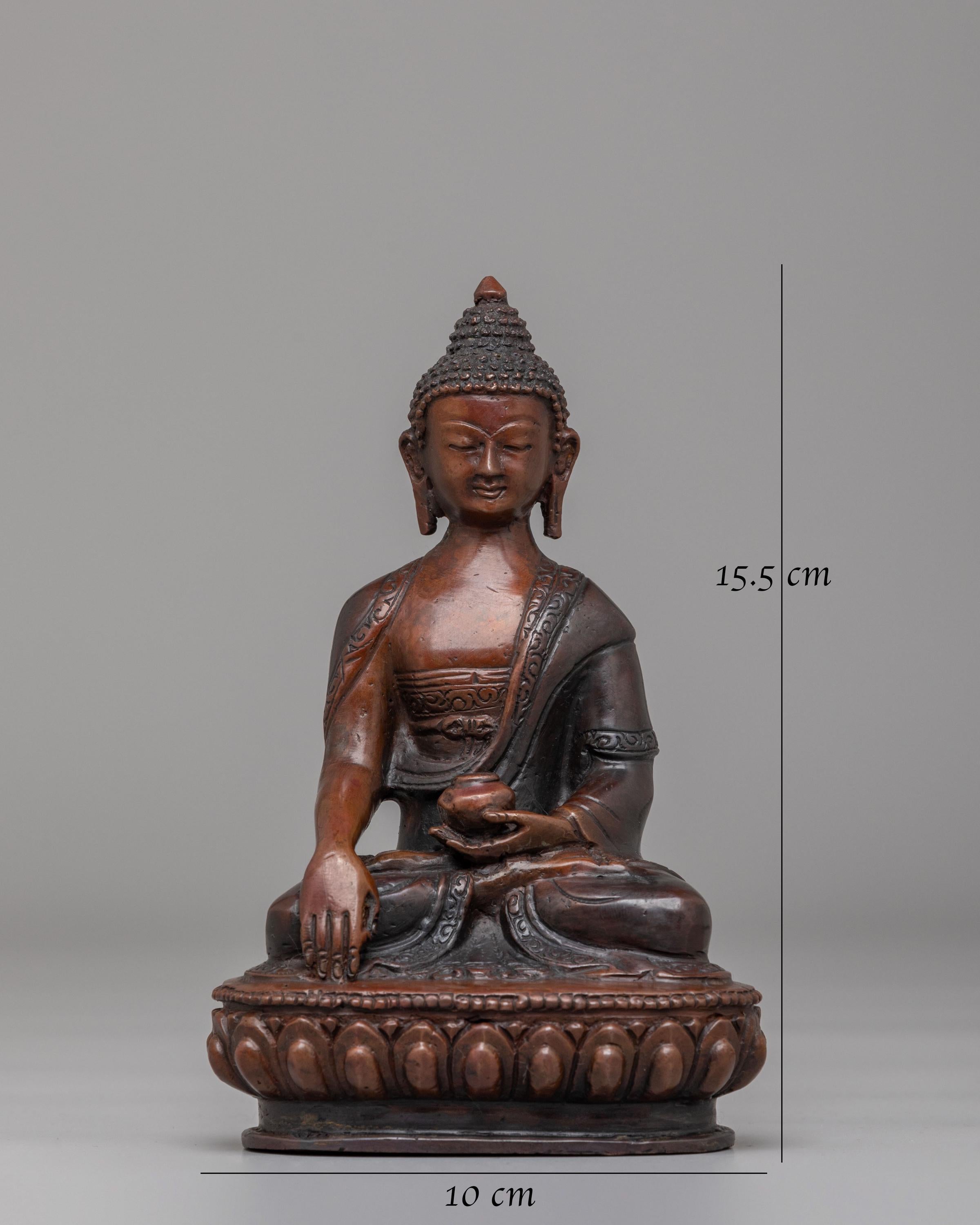 Handmade Shakyamuni Buddha Shrine Statue | Oxidized Copper Body