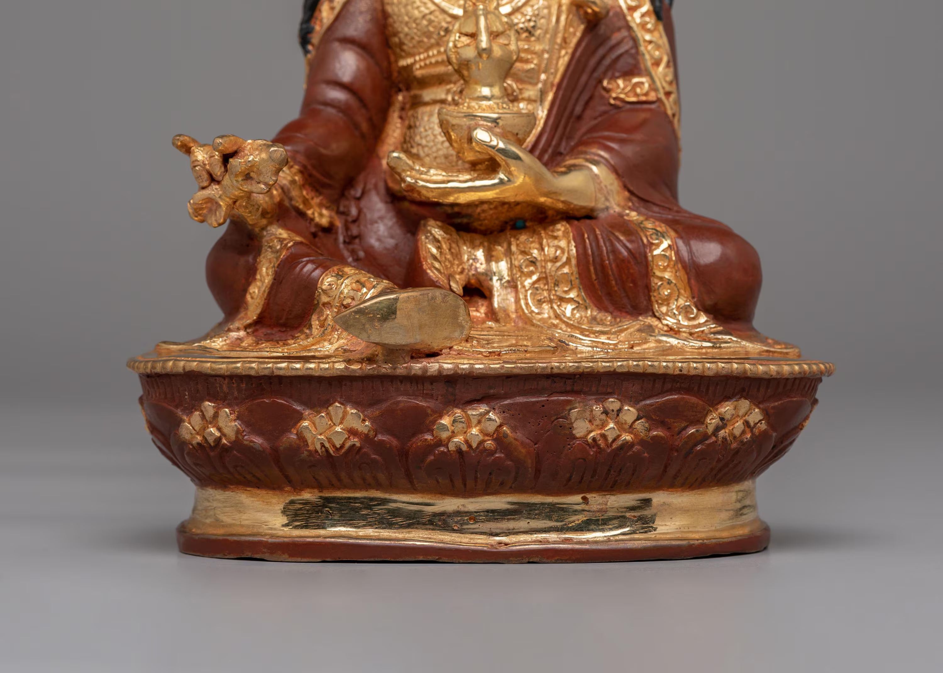 Himalayan Guru Rinpoche Altar Statue | 24K Gold Plated Tibetan Buddha