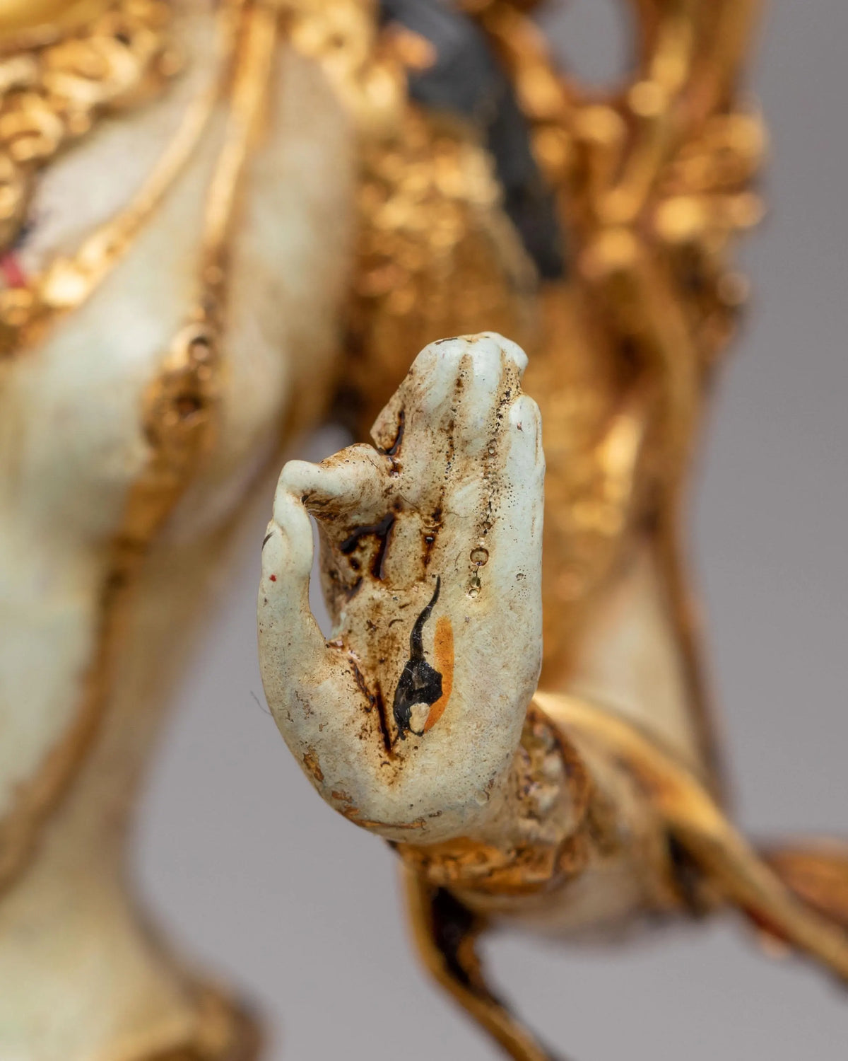 Sacred White Tara Goddess Statue | 24K Gold Plated Buddhist Healing Decor