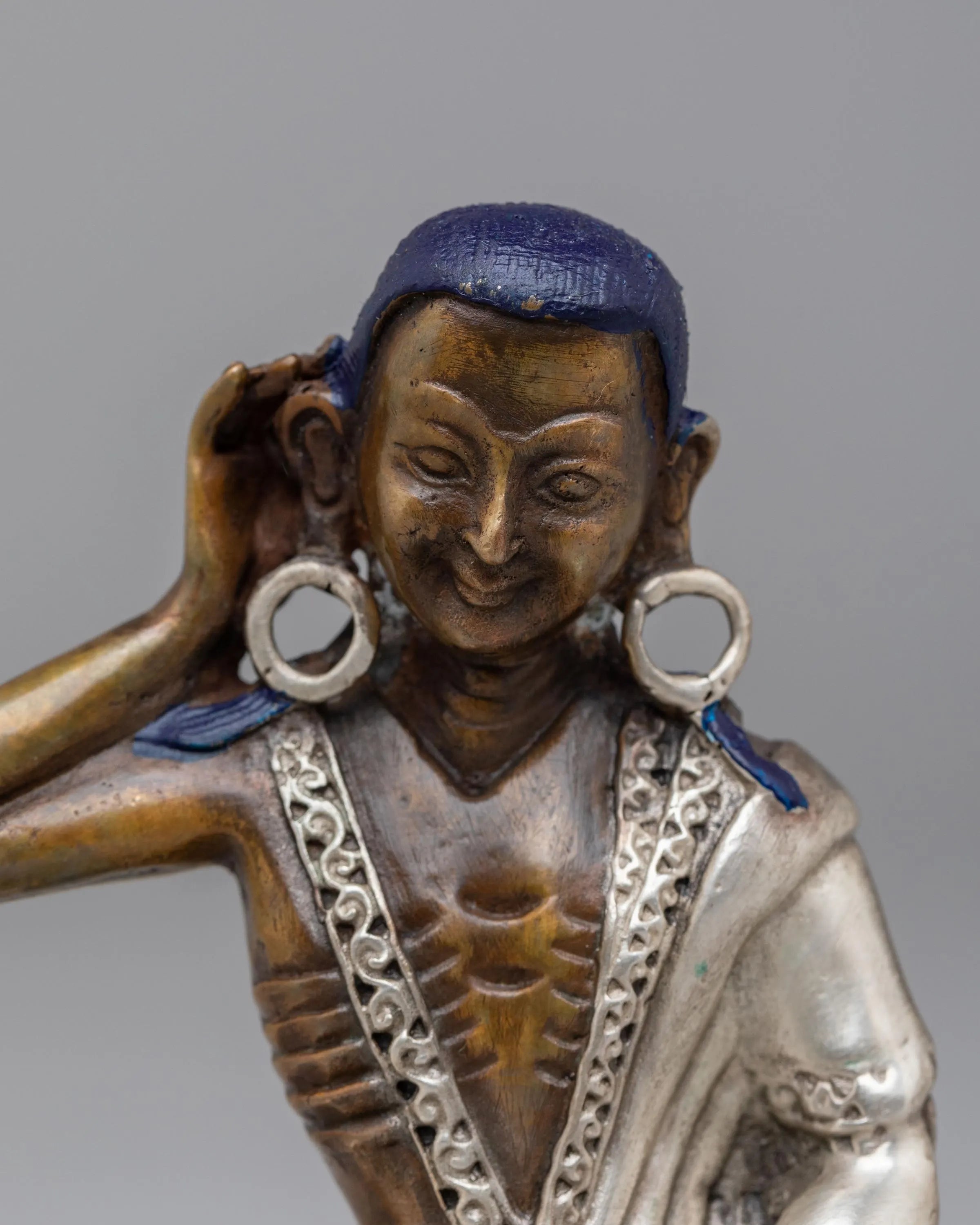 Himalayan Yogi Milarepa Statue | Handmade Oxidized Copper Artwork