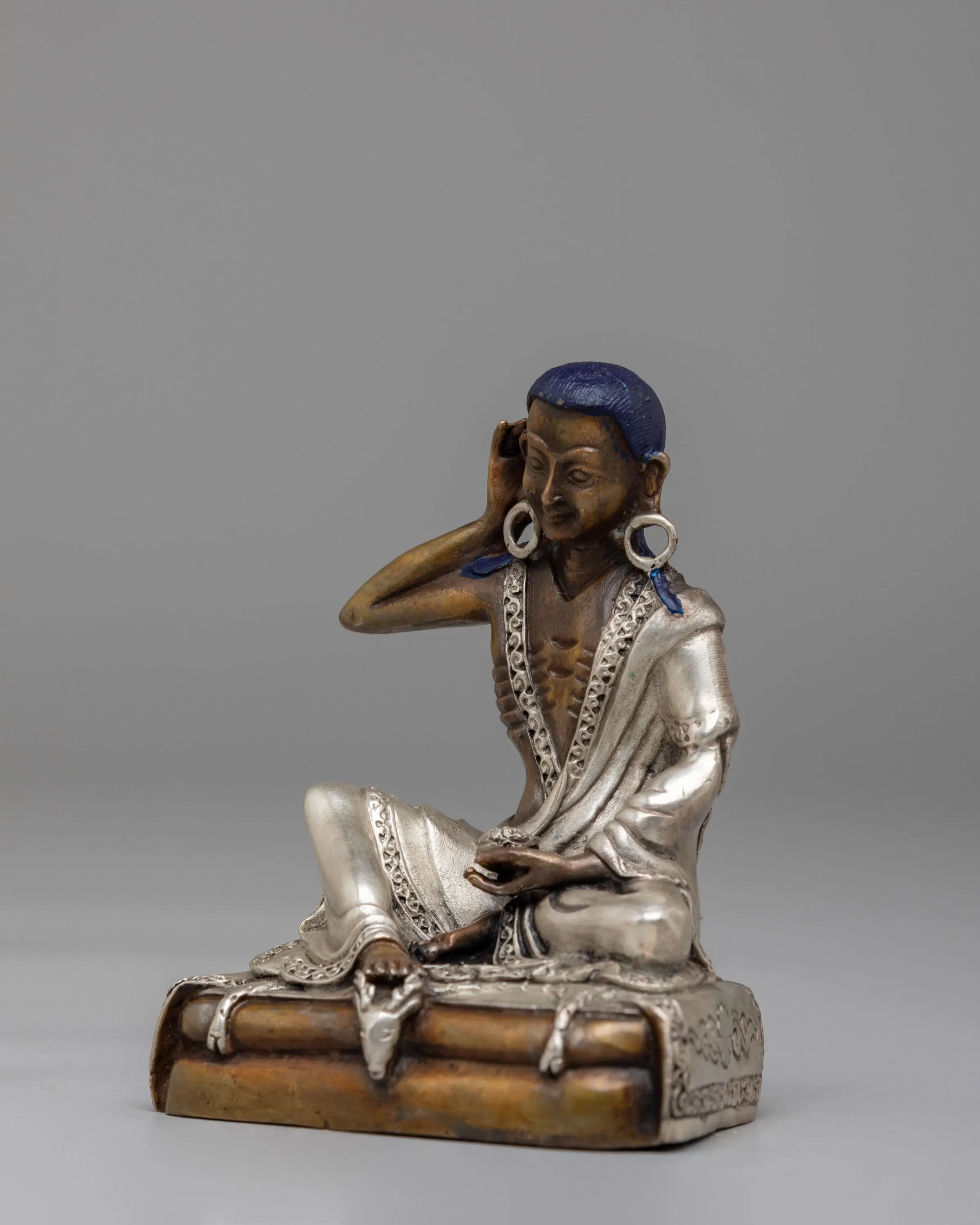 Himalayan Yogi Milarepa Statue | Handmade Oxidized Copper Artwork