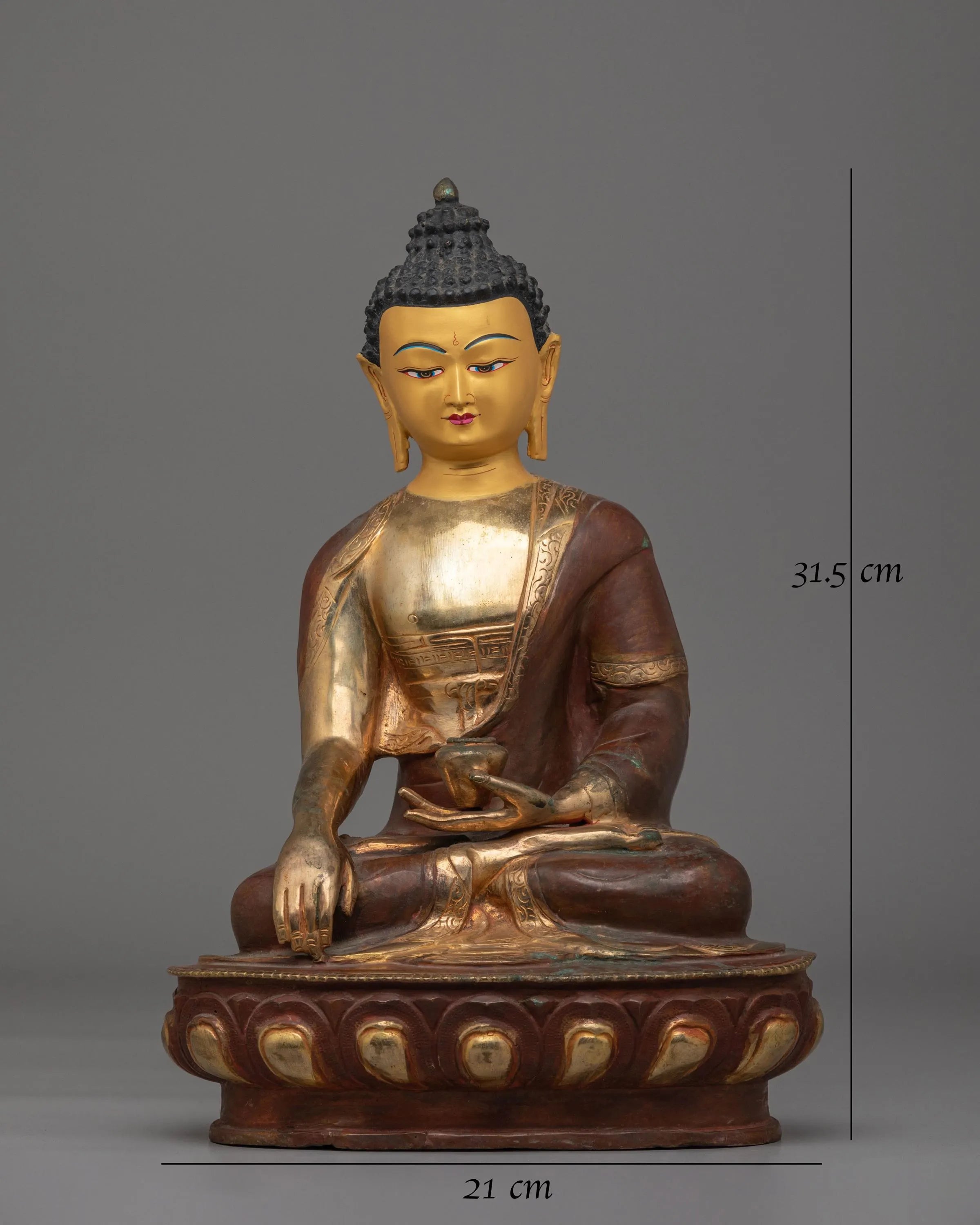 24K Gold Plated Shakyamuni Buddha Statue | Himalayan Buddhist Art
