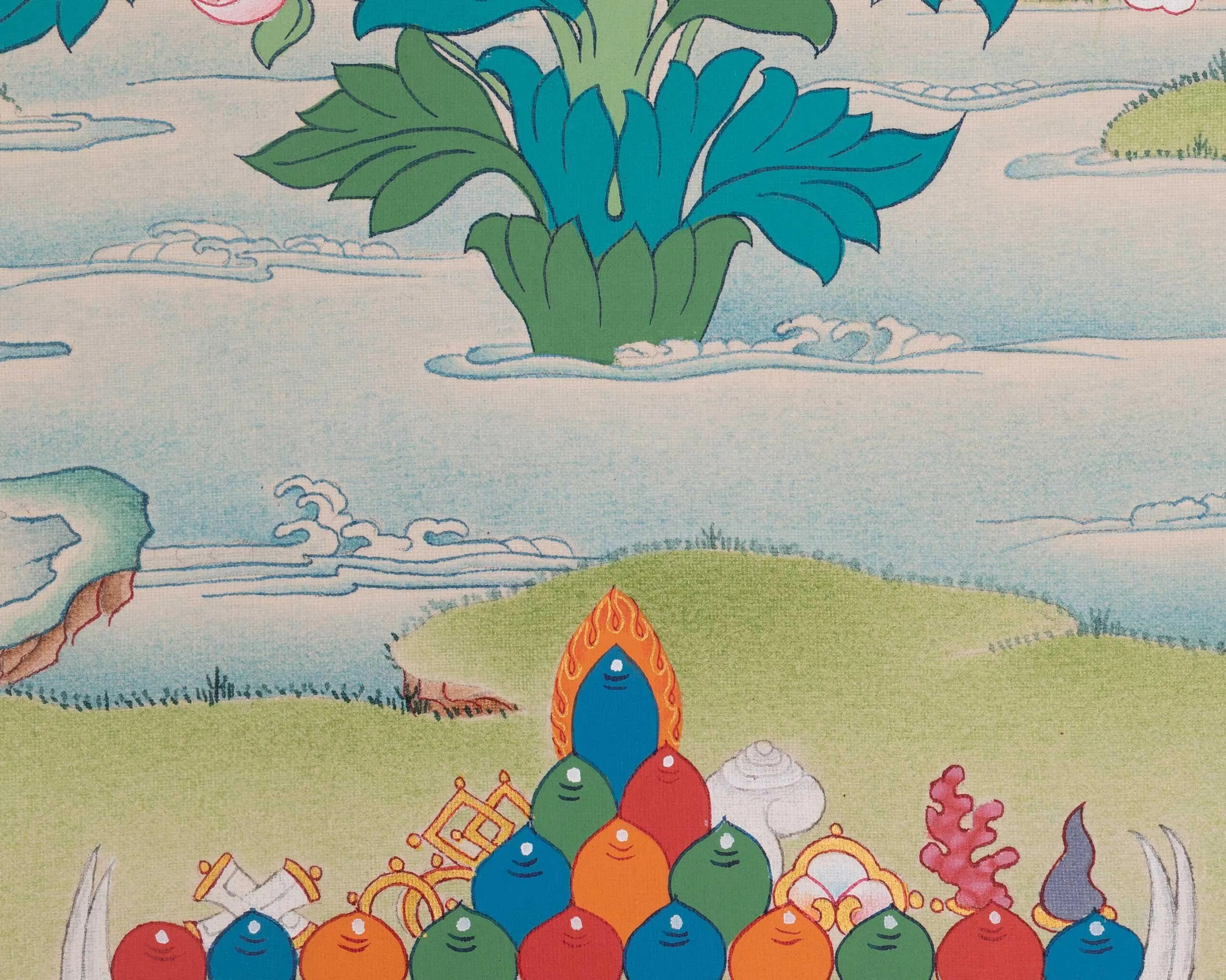 Guru Rinpoche Tibetan Art | Padmasambhava Sacred Artwork | Thangka Painting