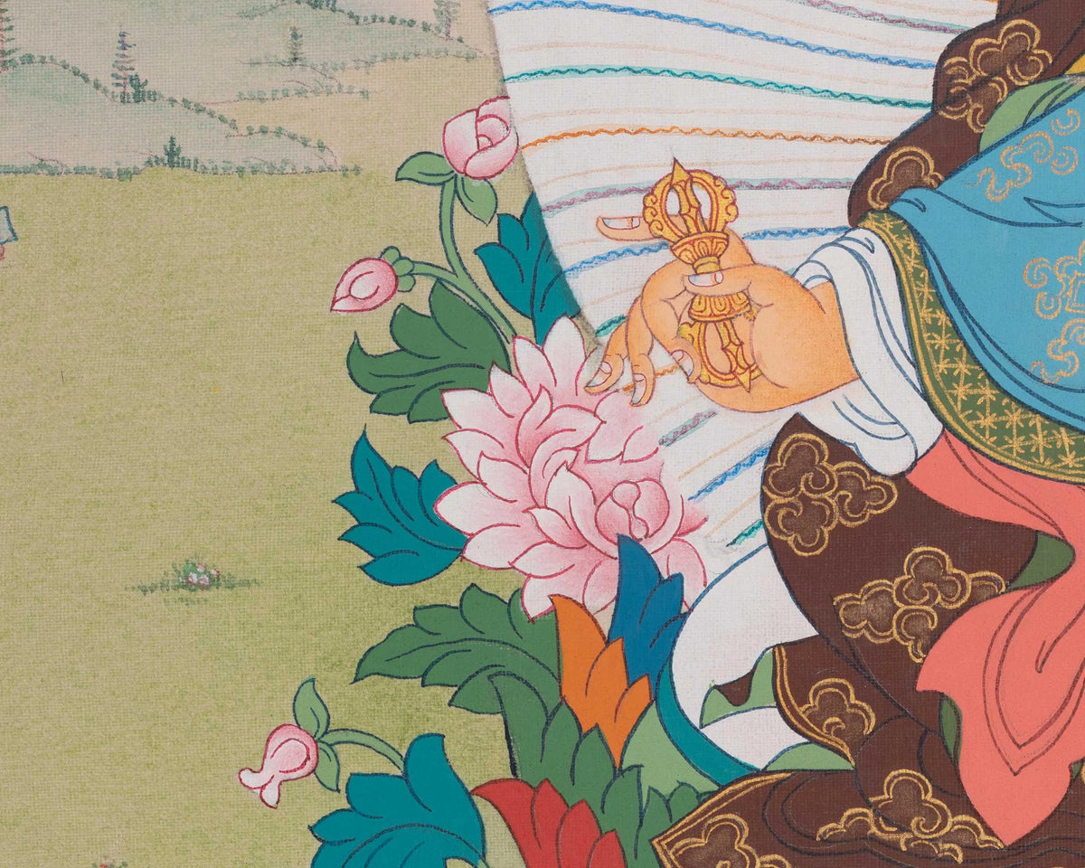 Guru Rinpoche Tibetan Art | Padmasambhava Sacred Artwork | Thangka Painting
