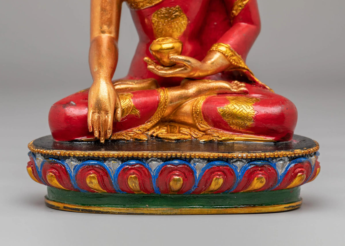 Crowned Shakyamuni Buddha Statue | Gold Plated Copper