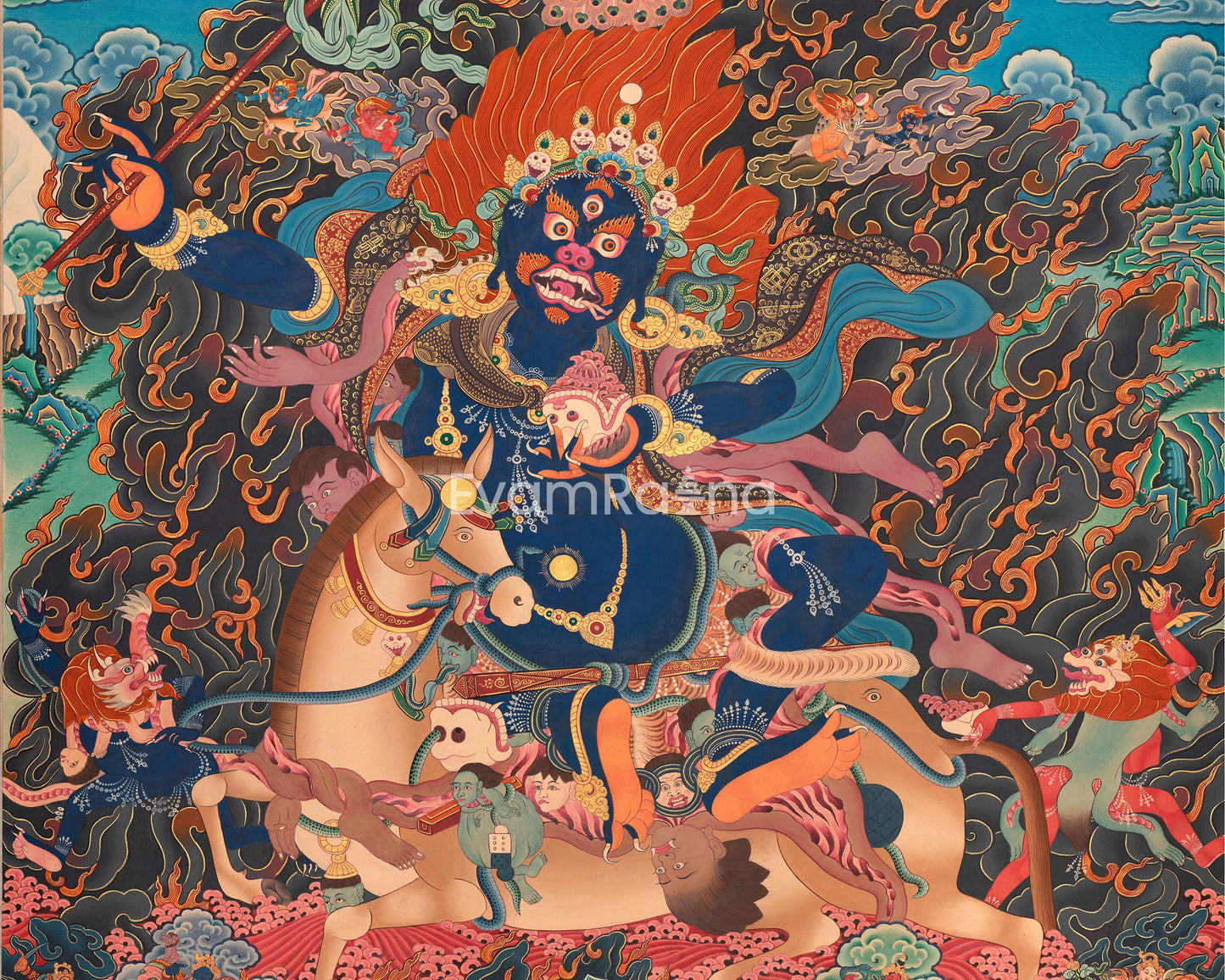 Palden Lhamo Thangka Print | Invoking the Power of the Goddess | Wall Decoration