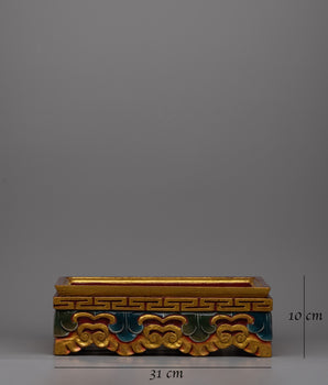 Tibetan Wooden Offering Tray | Hand-Painted Ritual Tray with Cultural Motifs