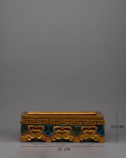 Tibetan Wooden Offering Tray | Hand-Painted Ritual Tray with Cultural Motifs