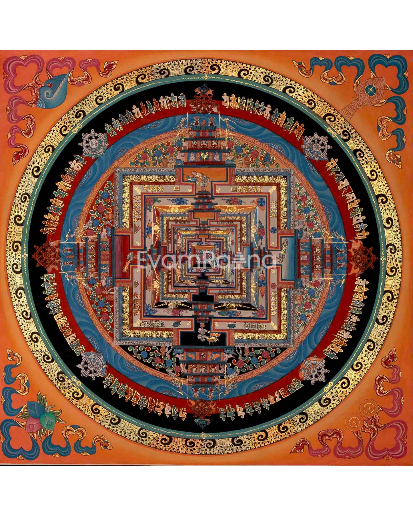 Kalachakra Mandala| Wall Decoration Painting | Mindfulness Meditation Practice Tool Thangka Painting for Good Luck|