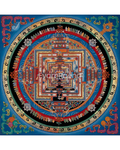 Kalachakra Mandala| Wall Decoration Painting | Mindfulness Meditation Practice Tool Thangka Painting for Good Luck|