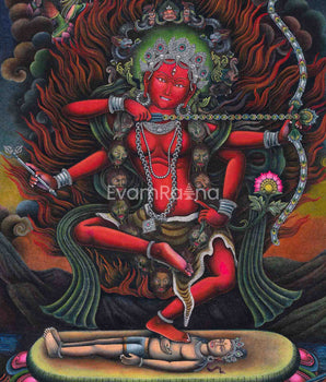 Kurukulle with Mahakala Newari Print | High Quality Giclee Wall Hanging Canvas
