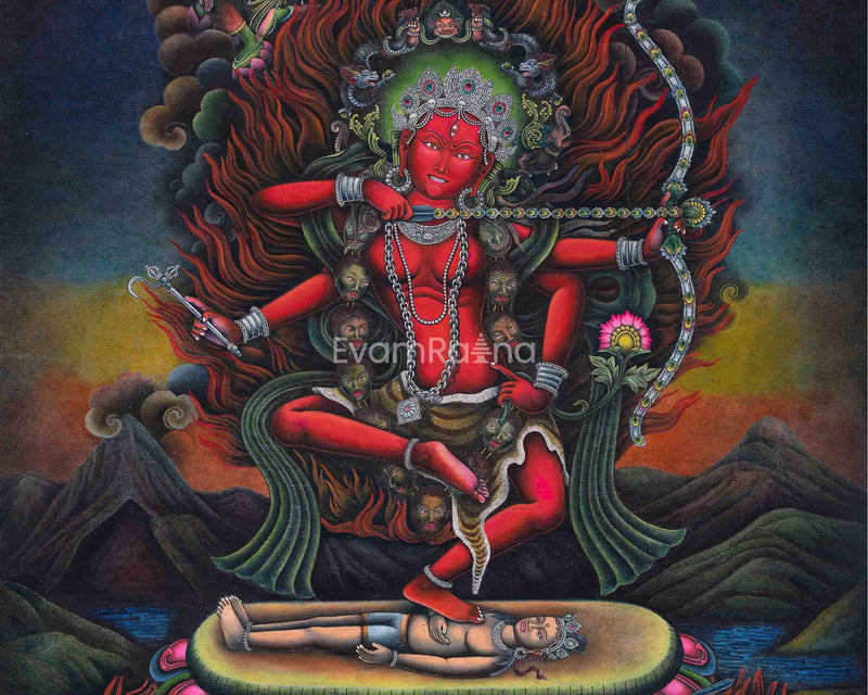 Kurukulle with Mahakala Newari Print | High Quality Giclee Wall Hanging Canvas