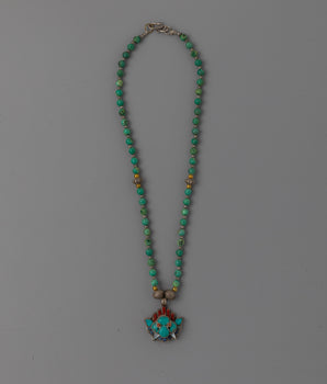 Silver Beaded Locket with Turquoise