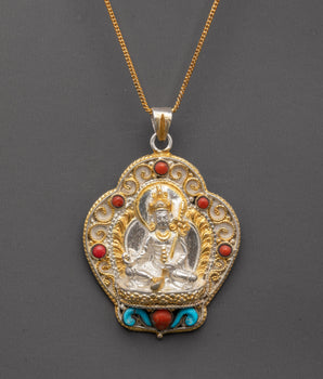 Pure Silver Padmasambhava Locket | Spiritual Jewelry for Wisdom
