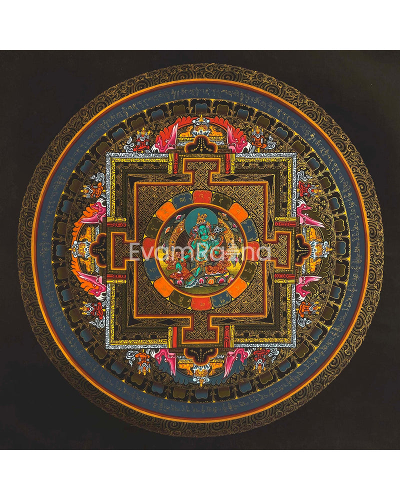 Bodhisattva Tara Thangka Mandala for Good luck | Traditional Painting | Buddhist Bodhisattva Dolma |