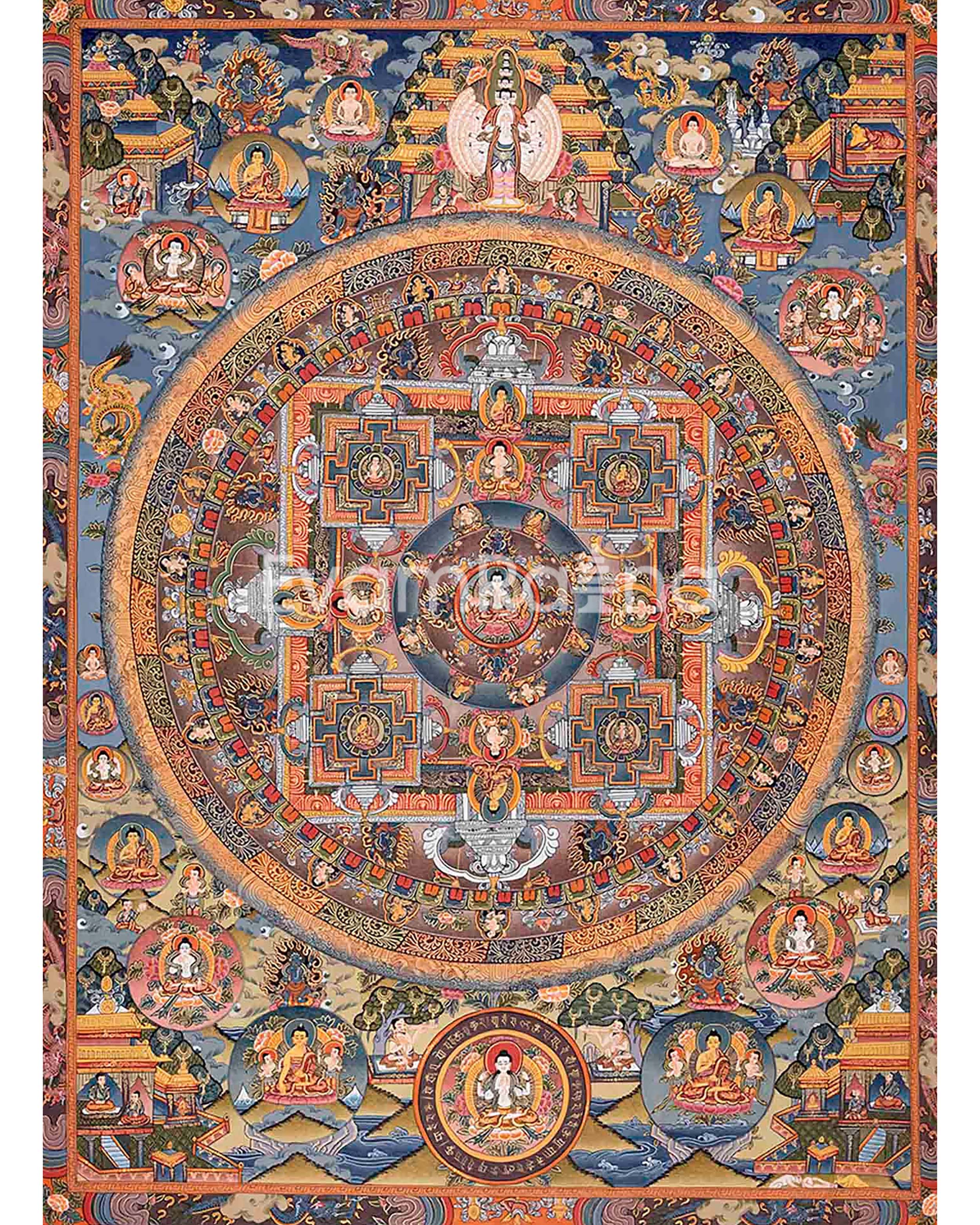 Vintage Buddha Mandala Thangka in Fine Quality |  Rare Genuine Hand Painted  Tibetan thangka |