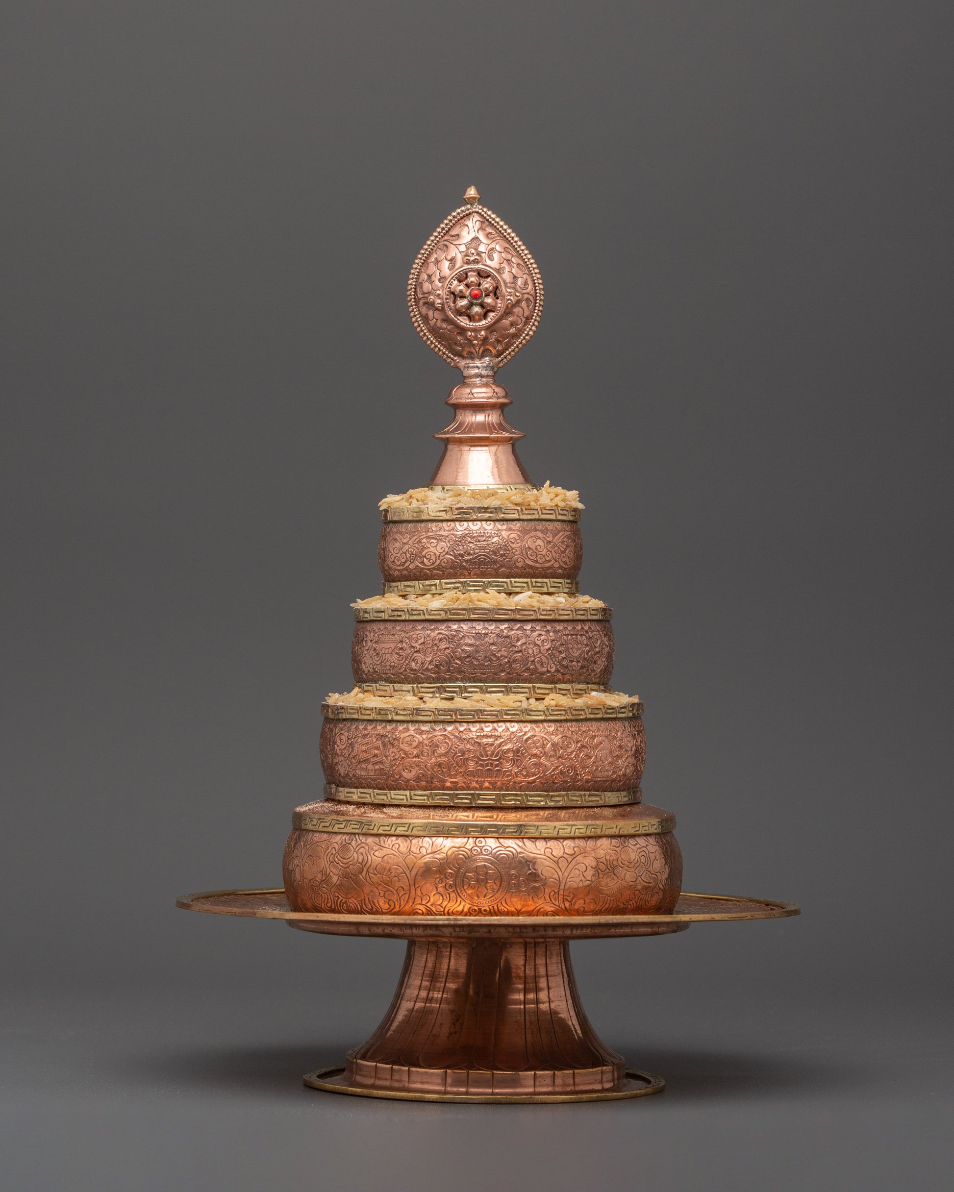 Copper Mandala Offering Set with Brass