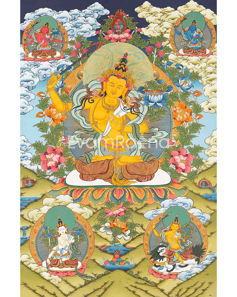 Manjushri Thangka Painting | Original Hand-Painted Bodhisattva Of Wisdom |