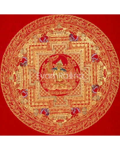 Dzambala, Manjushree, Shakyamuni Buddha Mandala Thangka | Orignal Hand Painted Tibetan Art |