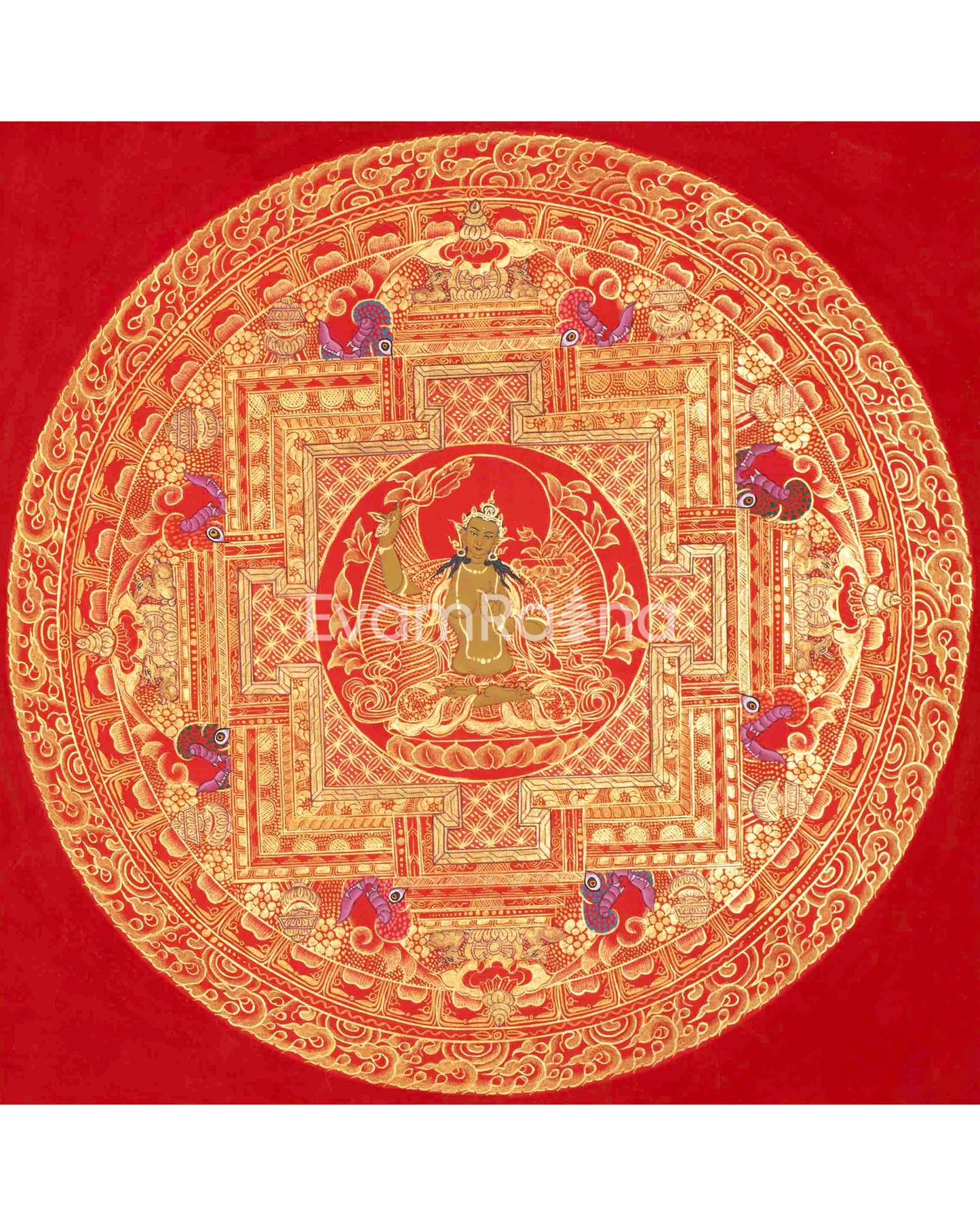 Dzambala, Manjushree, Shakyamuni Buddha Mandala Thangka | Orignal Hand Painted Tibetan Art |