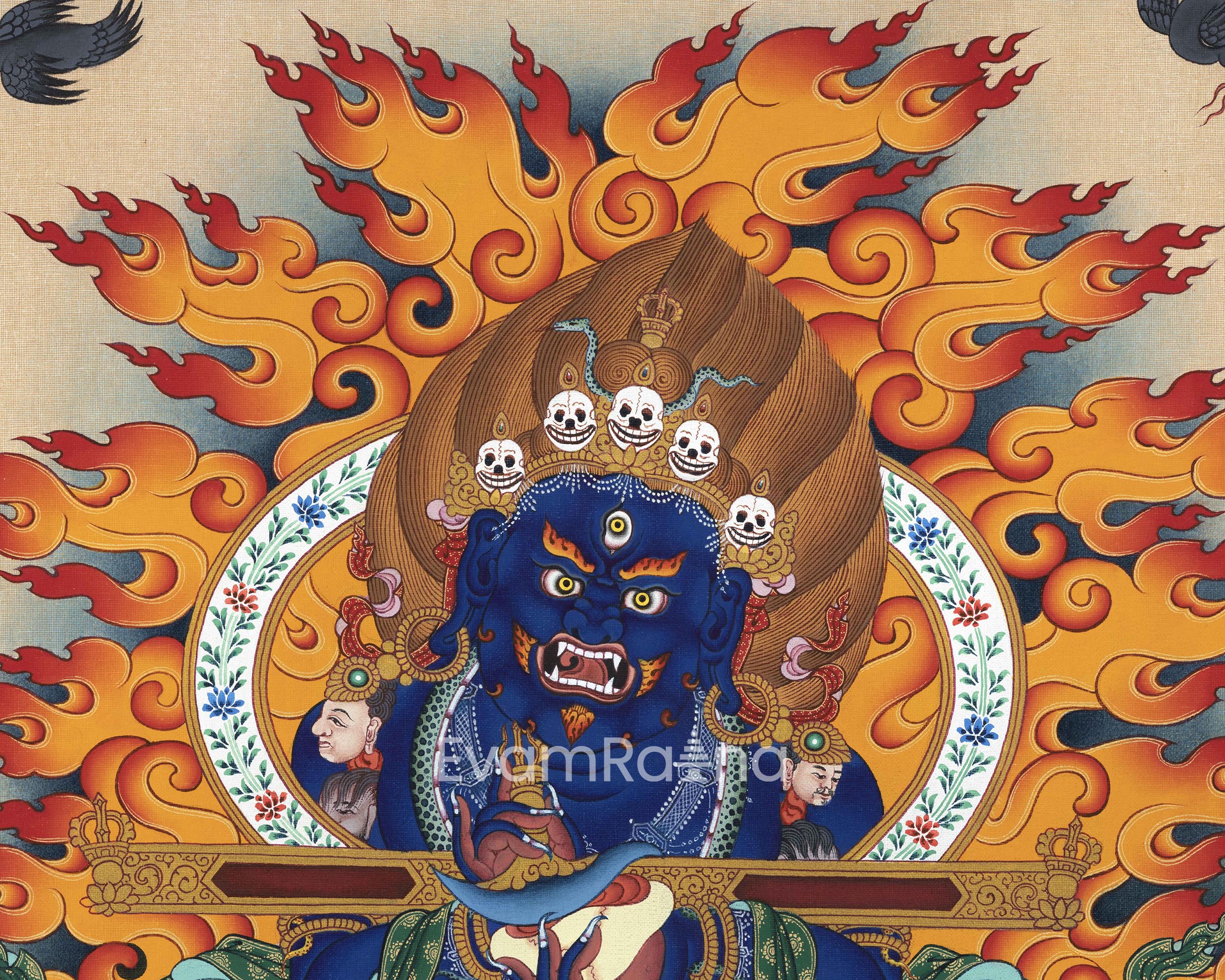 High Quality Sakya Mahakala Thangka Print | Guardian of Time | Buddhist Wall Decorations