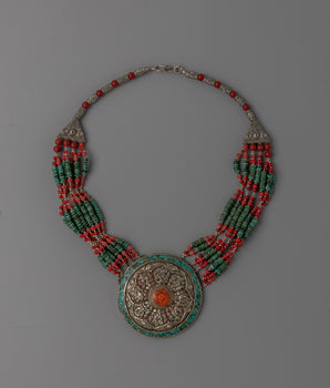 Coral and Turquoise Beaded Necklace
