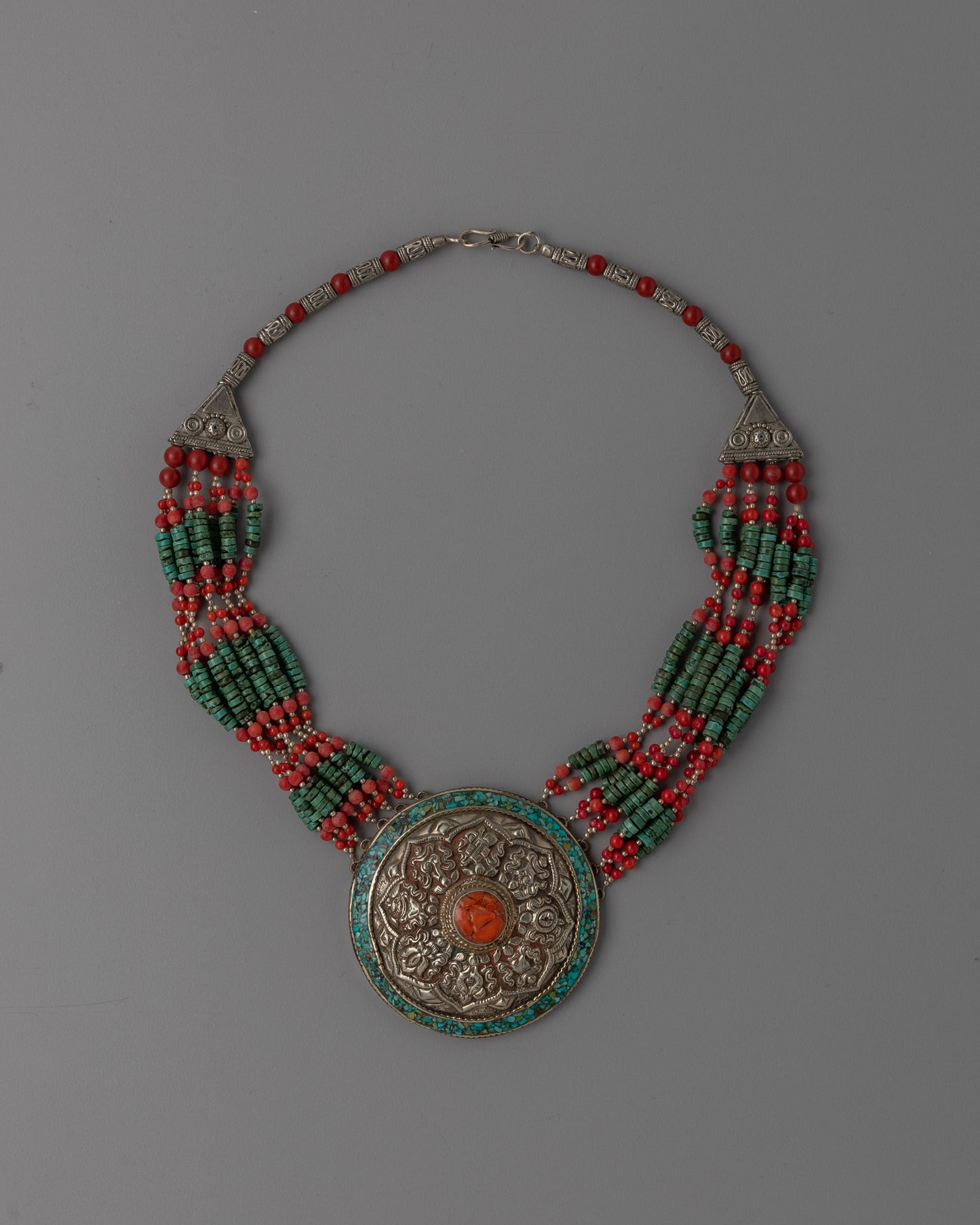 Coral and Turquoise Beaded Necklace
