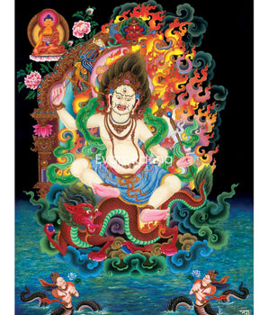 White Dzambhala Thangka Print | God Of Wealth Canvas Wall Decor