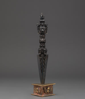 Tibetan Phurba Dagger with Stand | Handmade Ritual Dagger for Altar Use