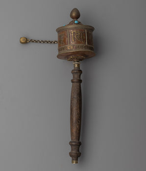Wooden Handle Prayer Wheel | Perfect for Your Altar or Meditation Space