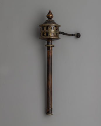 Handmade Copper & Wood Prayer Wheel for Meditation