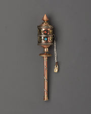 Handcrafted Copper and Brass Tibetan Prayer Wheel