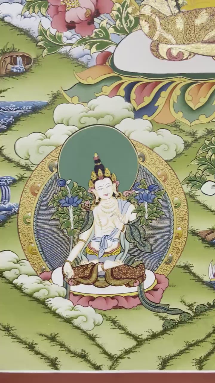 Load video: Manjushri Thangka Painting | Original Hand-Painted Bodhisattva Of Wisdom |