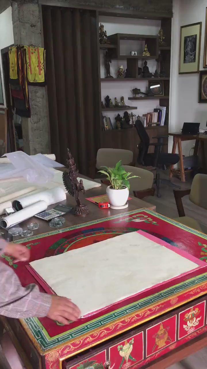 Load video: Palden Lhamo Tibetan Buddhist Thangka | Feminist Deity Vajrayana Fine Thangka Art for Protection