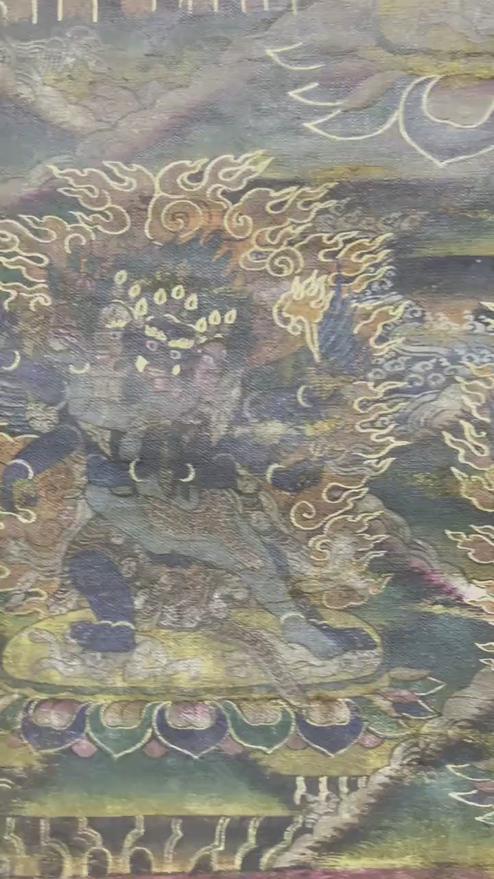 Load video: Old Vintage Vajrakillaya Tibetan Shakya Tradition Painting | Dorje Phurba Thangka