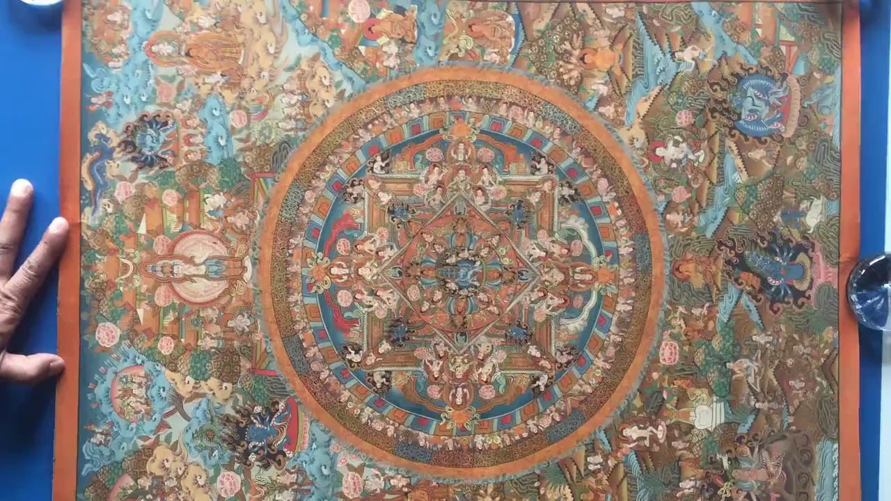 Load video: Old Vajra Heruka Mandala thangka/Buddhist thangka