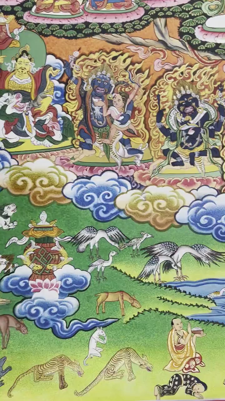 Load video: Vajradhara Lineage Thangka Art | High Quality Original Hand Painted Thangka Painting