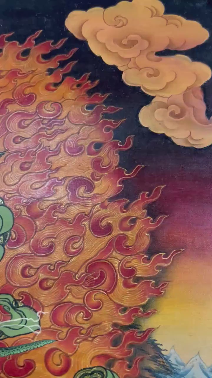 Load video: Vajrapani Thangka | Tibetan Arya Wrathful Bodhisattva Painting