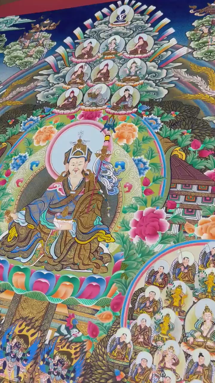 Load video: Guru Rinpoche Lineage Tree | Large Thangka Painting