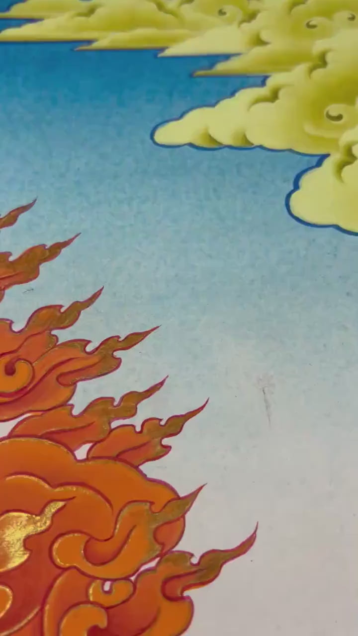 Load video: Protector Goddess Ekajati Thangka Painting | Original Hand Painted Buddhist Art