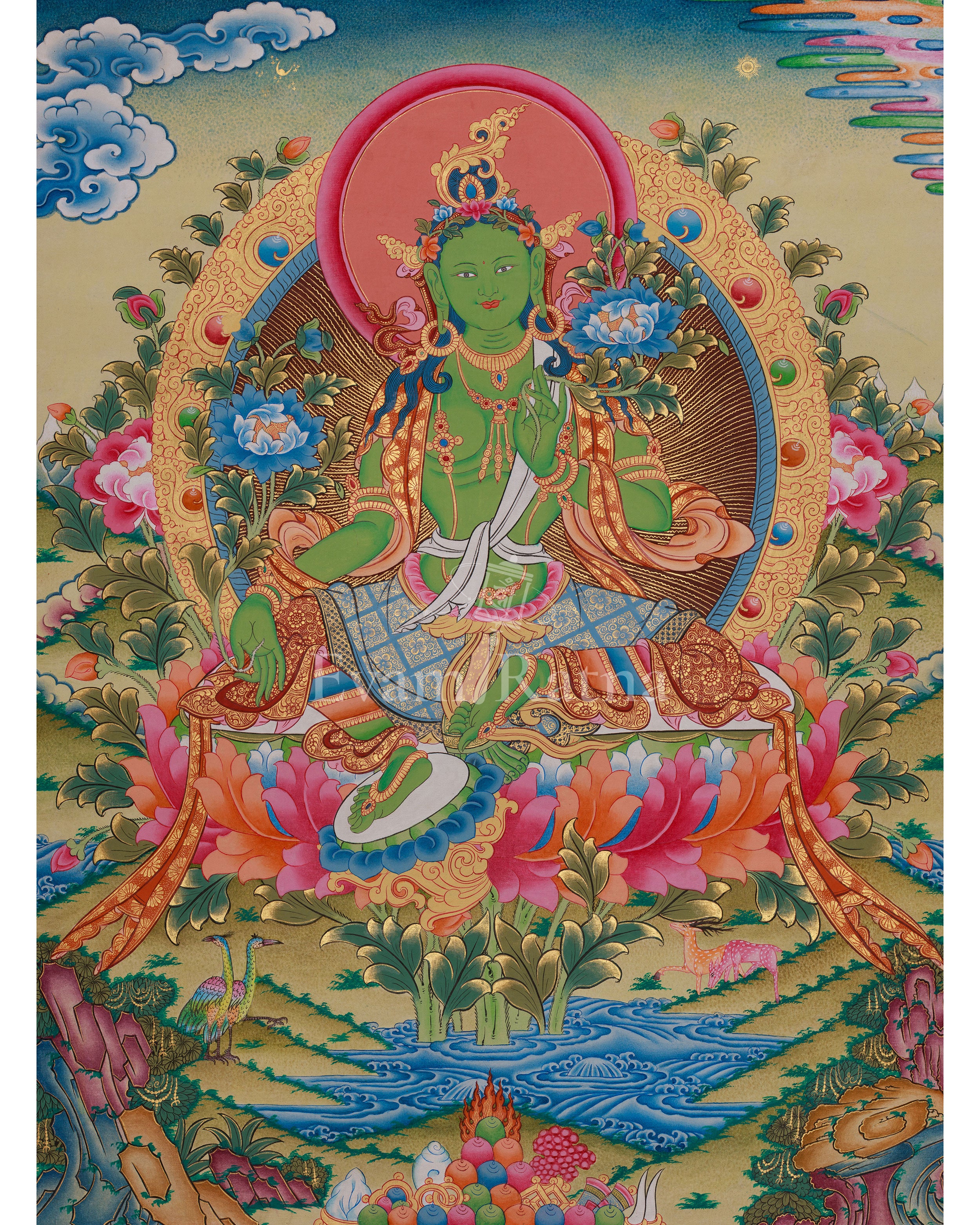 Vajrayana Deity Green Tara Art 
