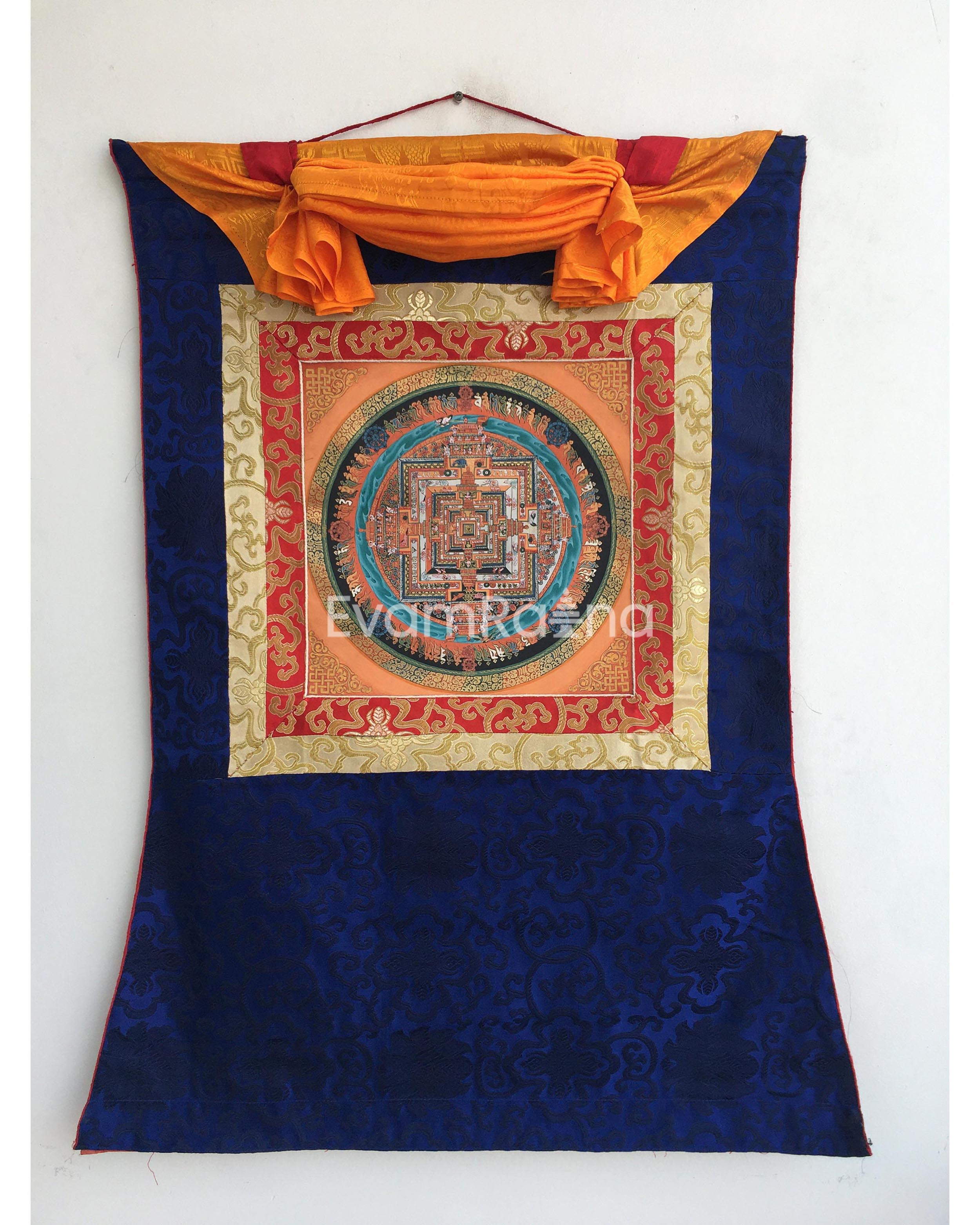 Hand Painted Kalchakra Mandala Art from Nepal | Tibetan Mandala Canvas Art