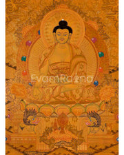 Tibetan Buddhist Painting Of Shakyamuni Buddha Thangka | 24K Gold Style Hand Painted |