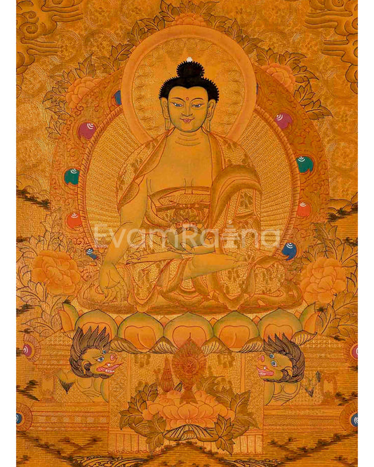 Tibetan Buddhist Painting Of Shakyamuni Buddha Thangka | 24K Gold Style Hand Painted |